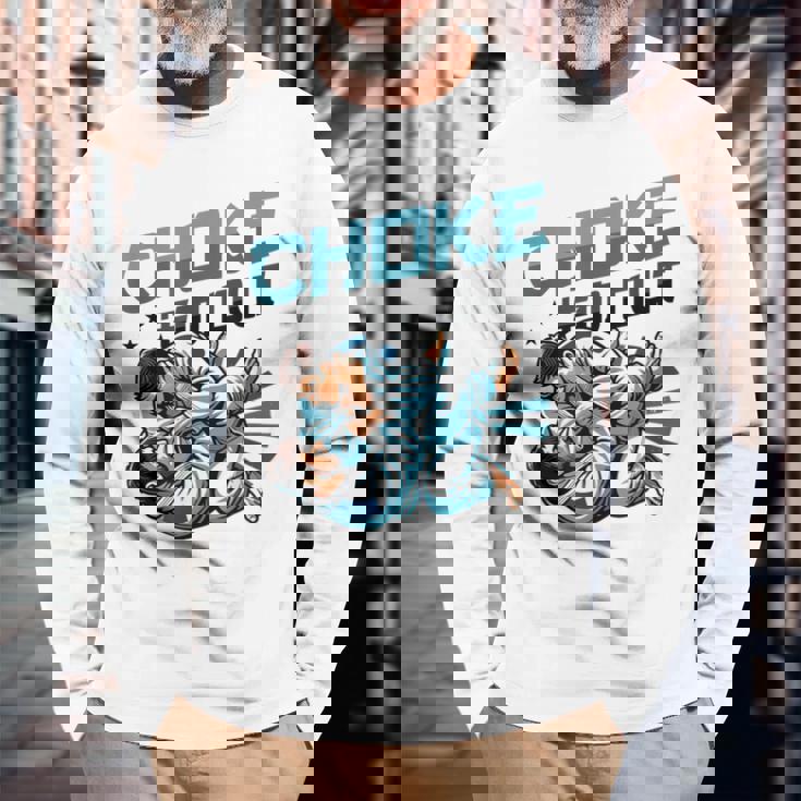 柔術 チョーク エムアウト 格闘技 柔術 長袖Tシャツ 高齢者への贈り物