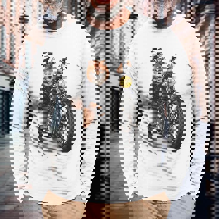 柴犬 いばけん 犬 バイク バイカー 長袖Tシャツ 高齢者への贈り物