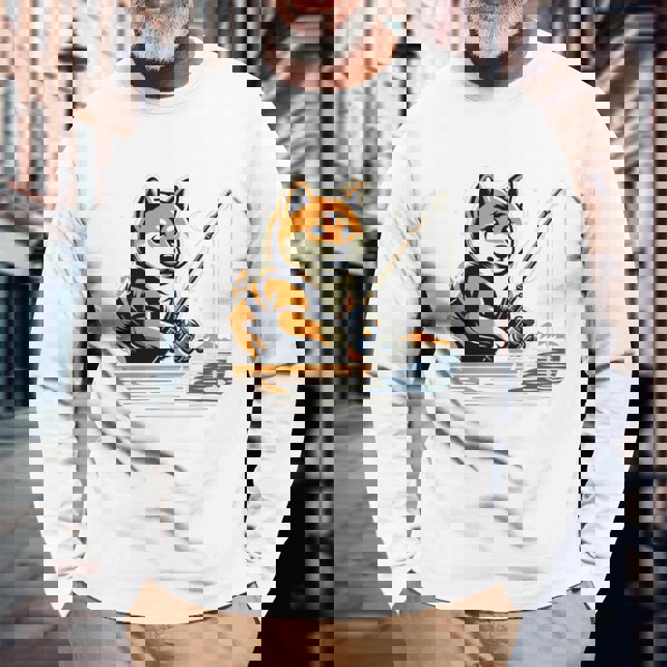 柴犬 犬 イヌ 面白いtシャツ 釣り 釣りバカ 釣り人 メンズ おもしろ 面白い 服 海釣り 川釣り 文字tシャツ 長袖tシャツ 長袖Tシャツ 高齢者への贈り物