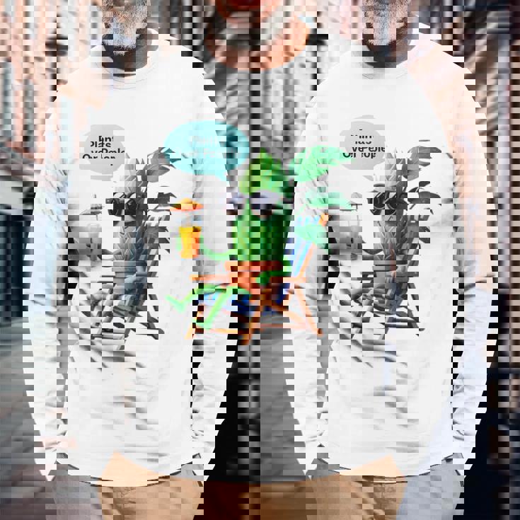 植物より人間 長袖tシャツ 長袖Tシャツ 高齢者への贈り物