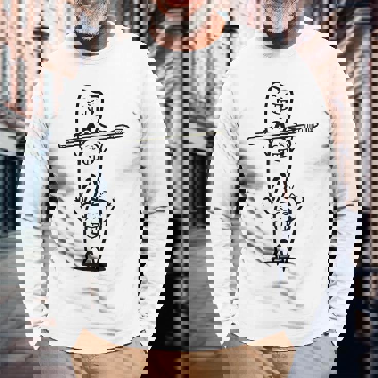 歯科医矯正歯科歯の歯 長袖Tシャツ 高齢者への贈り物