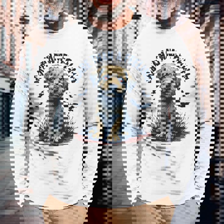 気持ちより怖い愛らしい子犬 長袖Tシャツ 高齢者への贈り物