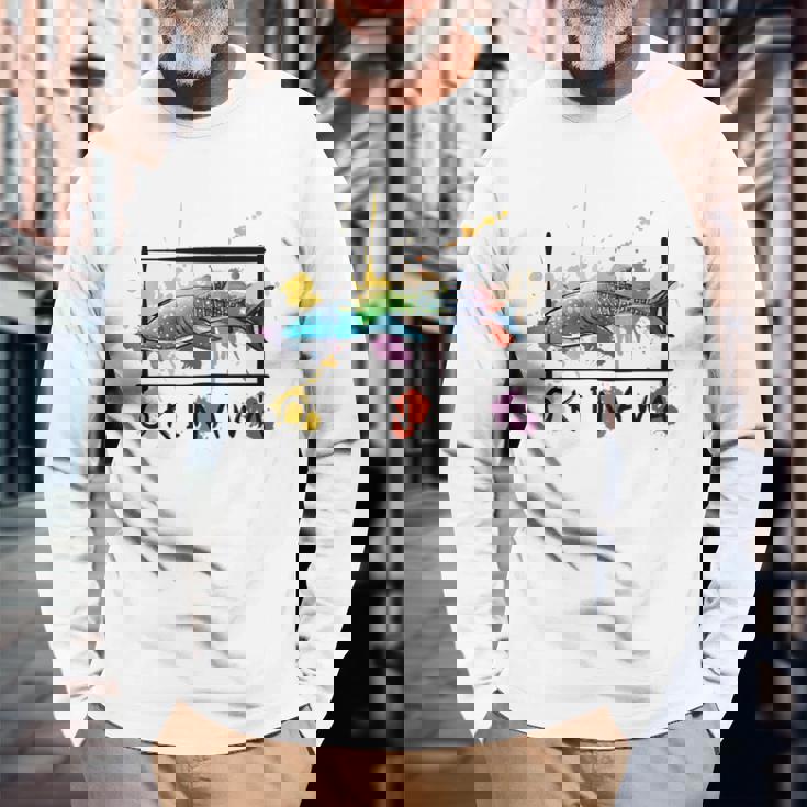 沖縄 ホエールシャークペイント スプラッター かわいい沖縄お土産 長袖Tシャツ 高齢者への贈り物