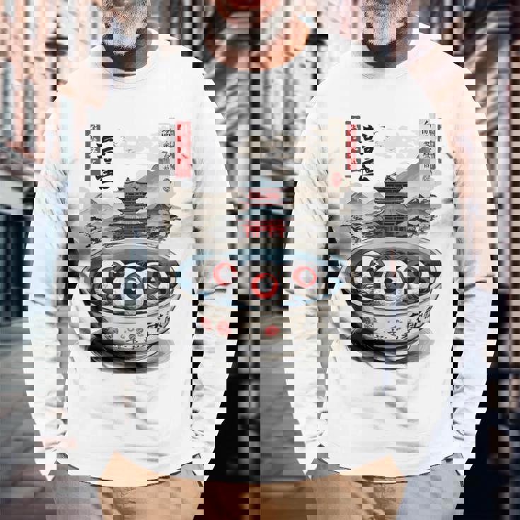 浮世絵ジャパン オカルトホラー ハロウィン 妖怪ラーメン エステ 長袖Tシャツ 高齢者への贈り物