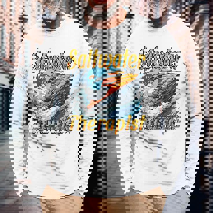 海水療法士ジェットスキー愛好家 長袖Tシャツ 高齢者への贈り物