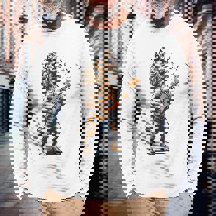 犬 演奏 ギター 歌う アメリカン コッカー スパニエル 面白い 長袖Tシャツ 高齢者への贈り物