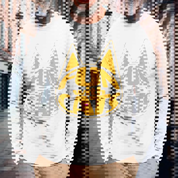 猫と一緒に楽しい！ バックプリント かわいい ねこ好き おもしろ 長袖Tシャツ 高齢者への贈り物