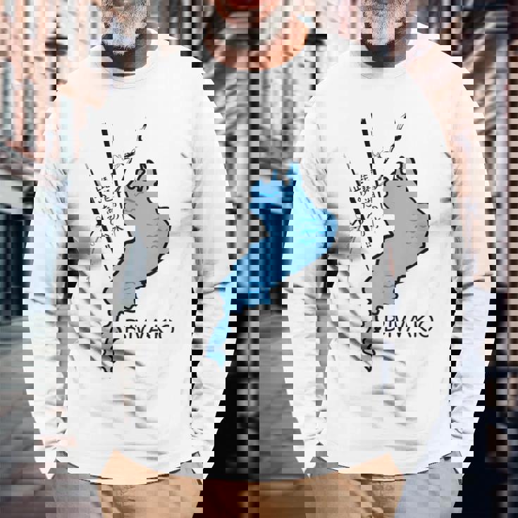 琵琶湖を止めようか大胆な日本のユーモア 長袖Tシャツ 高齢者への贈り物