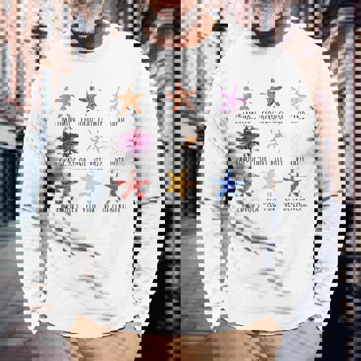 異なるタイプのヒトデの品種コレクション、かわいいヒトデ Lo 長袖Tシャツ 高齢者への贈り物