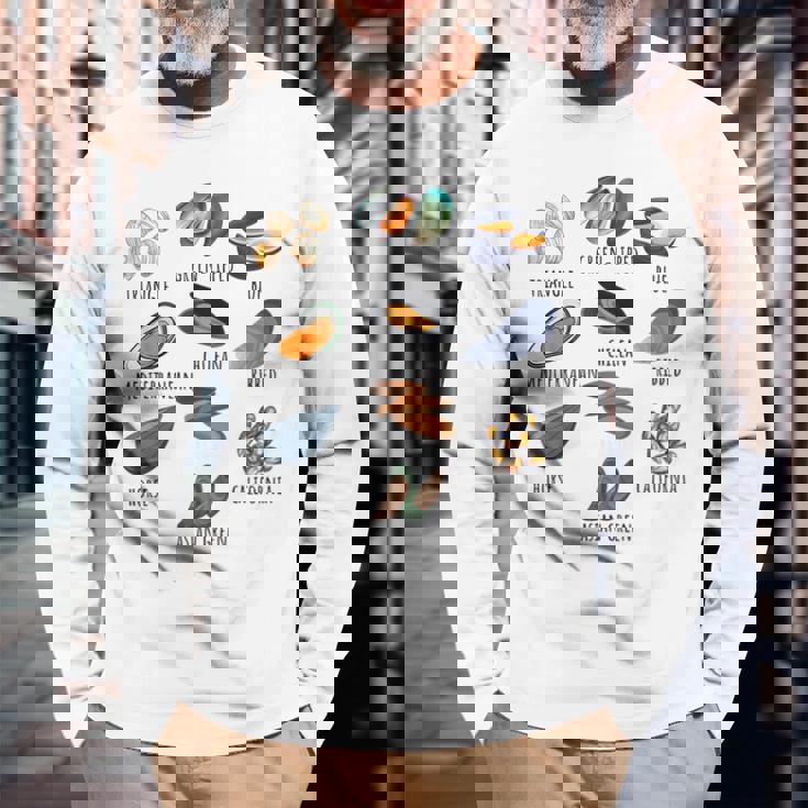 異なる種類のムール貝の品種コレクション、かわいいムール貝が大好き 長袖Tシャツ 高齢者への贈り物