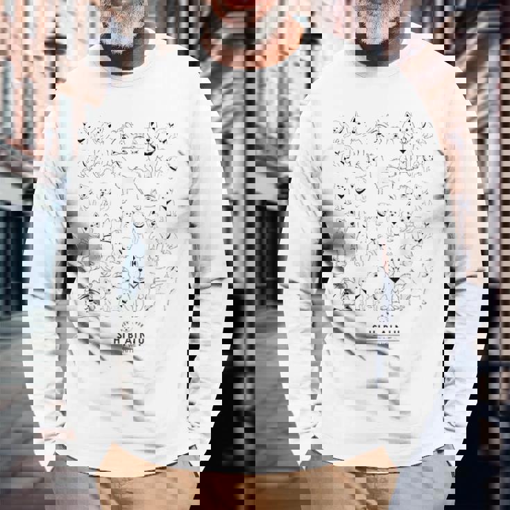 白柴たくさん かわいい柴犬 長袖Tシャツ 高齢者への贈り物