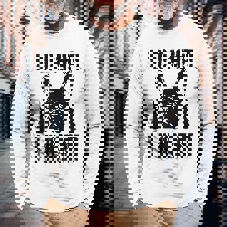 私がしたいことをする フレンチブルドッグ フレンチドッグ 犬 飼い主 犬 ギフト 長袖Tシャツ 高齢者への贈り物