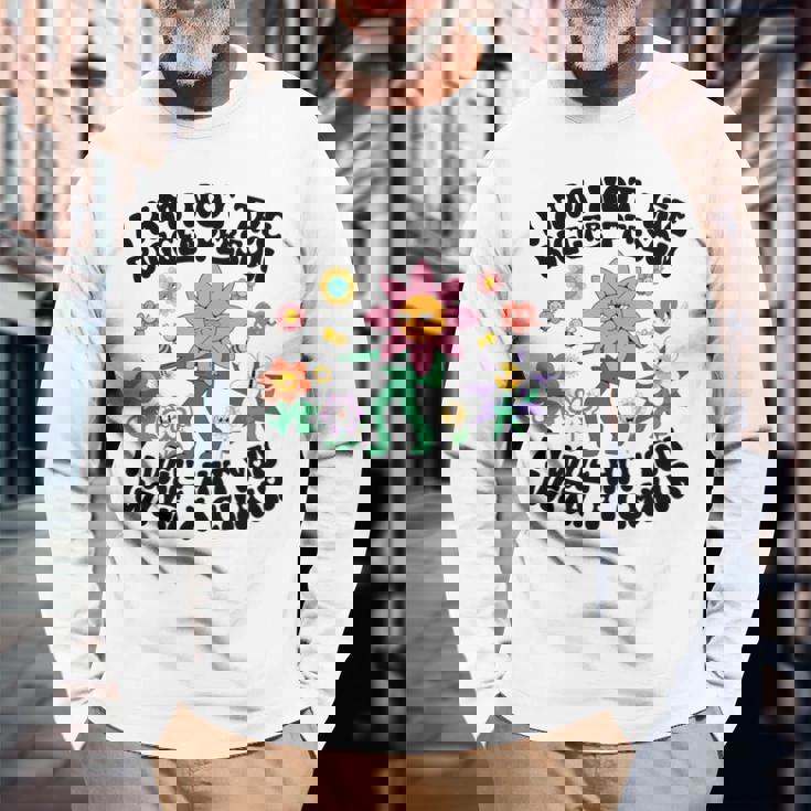 私は大柄な人間じゃないよ椅子で殴るぞおかしい 長袖tシャツ 長袖Tシャツ 高齢者への贈り物