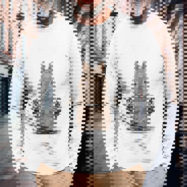 筋トレ ジム やる気がないなら家に帰れ ネザーランドドワーフ ウサギ ベージュ 長袖Tシャツ 高齢者への贈り物