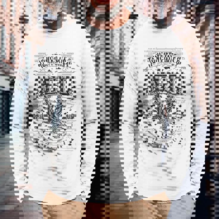 米国 アメリカン イーグル アメリカ国旗 パトリオット Usa バックプリント メンズ 長袖Tシャツ 高齢者への贈り物