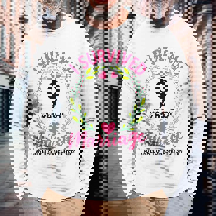 結婚9年 結婚9周年 長袖Tシャツ 高齢者への贈り物