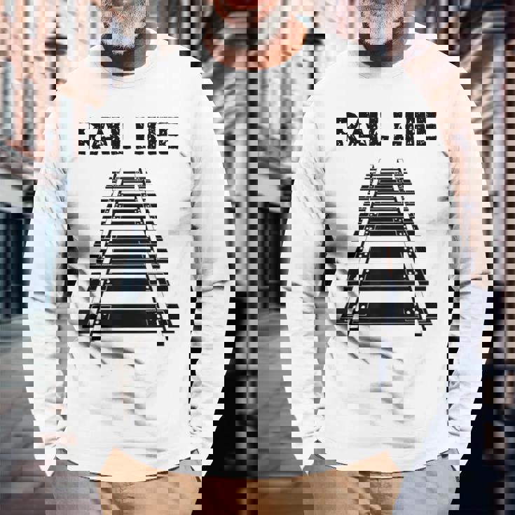 線路付きレールライフ 鉄道作業員と鉄道模型用 長袖Tシャツ 高齢者への贈り物
