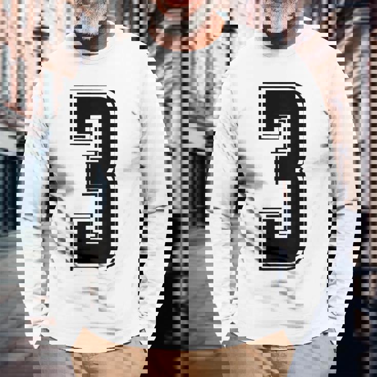 背番号 3 チーム短大スポーツ背番号付きユニフォーム 長袖Tシャツ 高齢者への贈り物