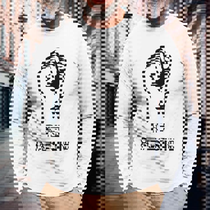 自由パレスチナ・ガザ反戦平和反占領 長袖Tシャツ 高齢者への贈り物