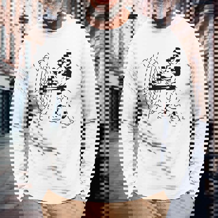 蒸気船ウィリー・ミッキー 長袖Tシャツ 高齢者への贈り物