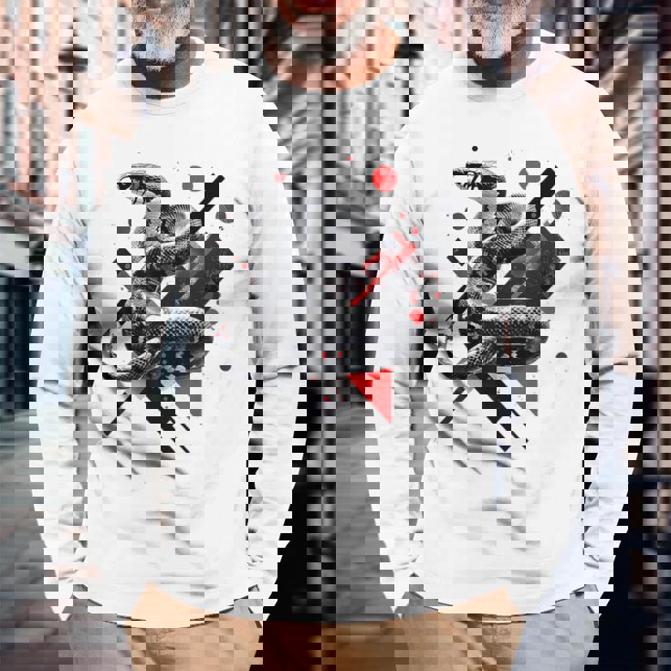 蛇 動物 モチーフ アートワーク 蛇 長袖Tシャツ 高齢者への贈り物