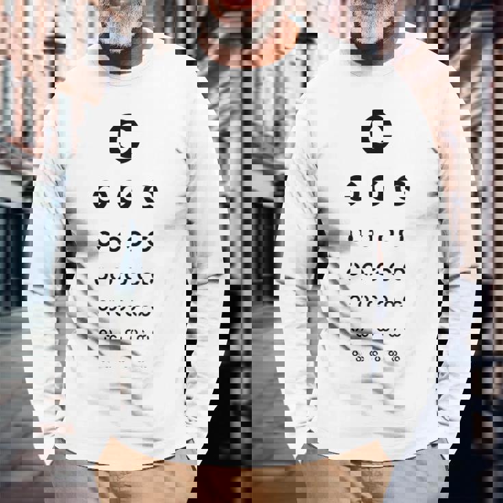 視力検査眼鏡屋面白い 長袖Tシャツ 高齢者への贈り物