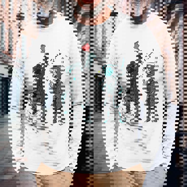 誕生日ボーイ、カメラマン、スピーカーマン、スキビディトイレ 長袖Tシャツ 高齢者への贈り物