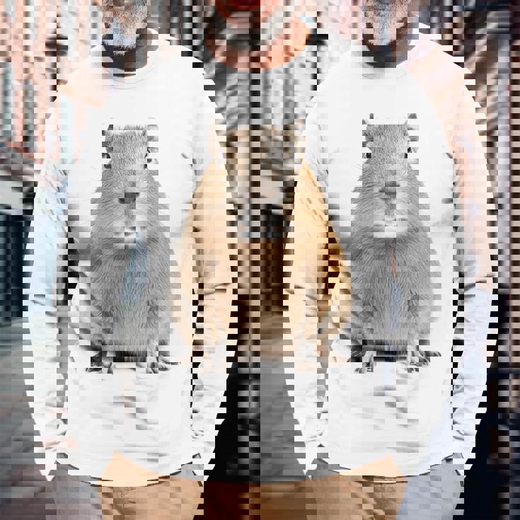 豚 ペット げっ歯類 動物愛好家 ギフト 長袖Tシャツ 高齢者への贈り物