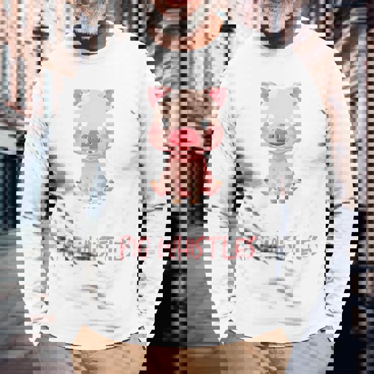 バックプリント 豚の口笛を信じる 長袖Tシャツ 高齢者への贈り物