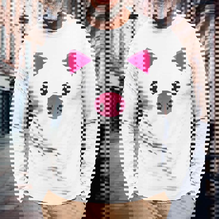 豚の顔 ハロウィン ティーカップ 豚 コスチューム ギフト 長袖Tシャツ 高齢者への贈り物