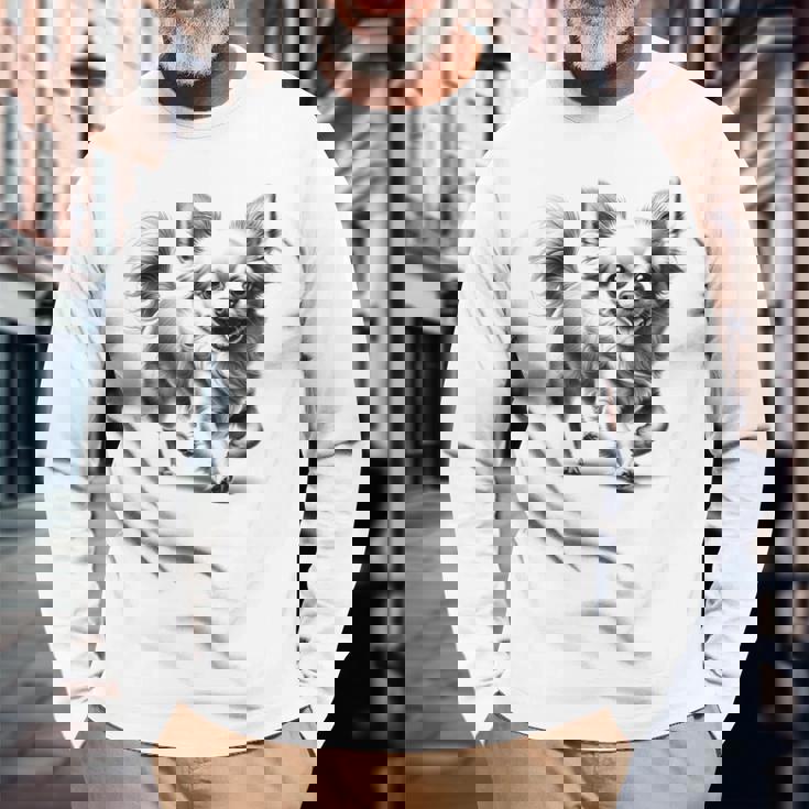 超かわいいチワワ フォトリアリスティック描画スタイル 長袖Tシャツ 高齢者への贈り物