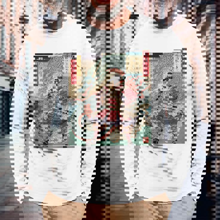 越後の龍 上杉謙信 長尾景虎 毘沙門天 軍神 バックプリント 長袖Tシャツ 高齢者への贈り物