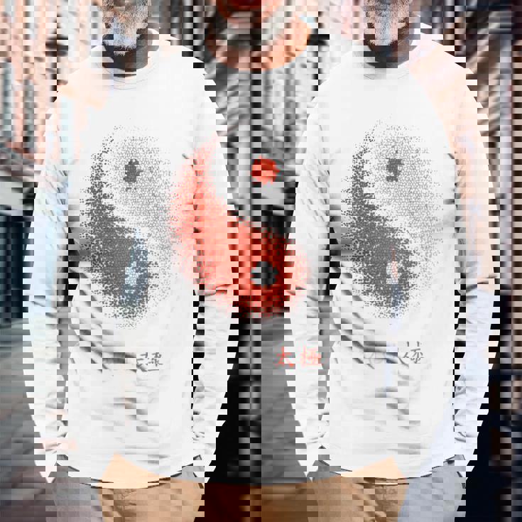 陰陽太極拳アート、背中にプリント 長袖Tシャツ 高齢者への贈り物