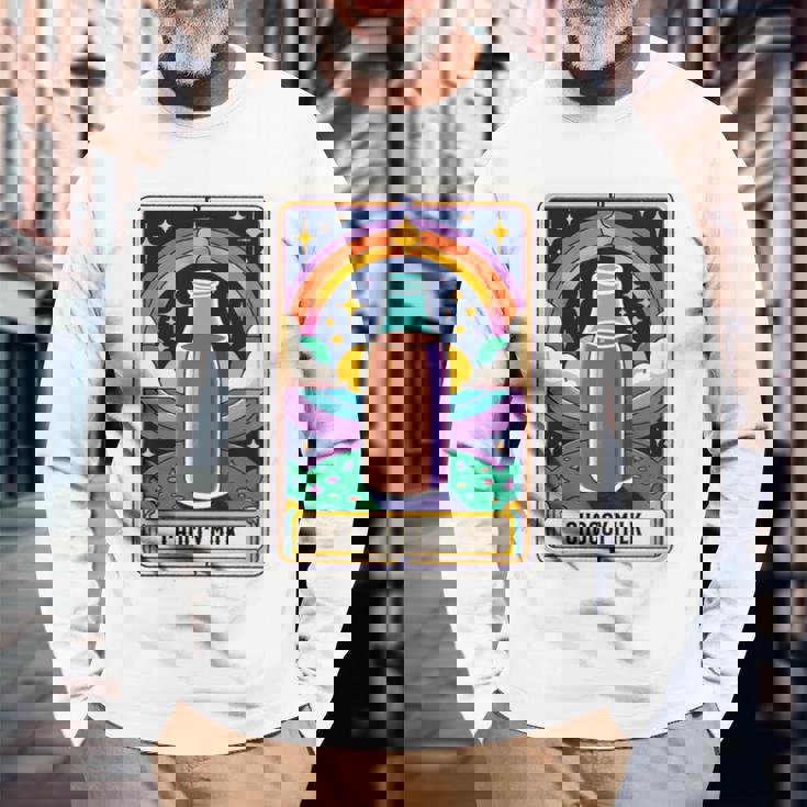 面白い Choccy ミルク タロット カード チョコレート ミルクセーキ 長袖tシャツ 長袖Tシャツ 高齢者への贈り物