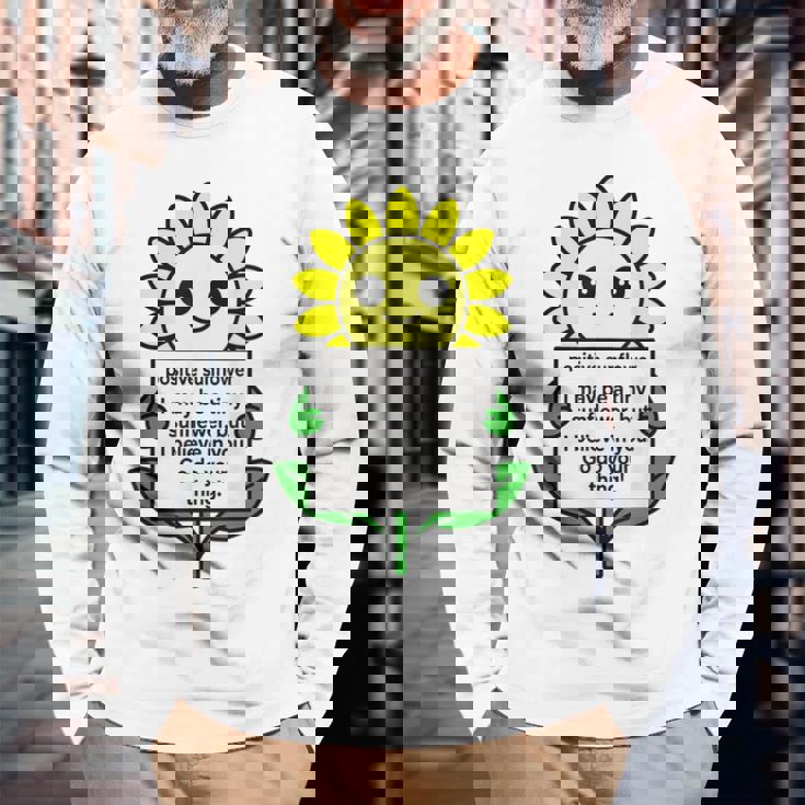 面白いひまわりおもちゃ ポジティブカード ポジティブヒマワリ 長袖Tシャツ 高齢者への贈り物