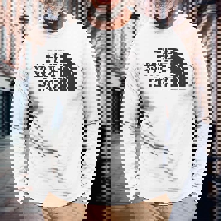 面白いパロディシャツ 夏のクールなデザインのための南の顔 長袖Tシャツ 高齢者への贈り物