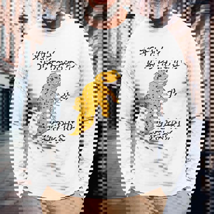 面白いヒョウモントカゲモドキ 発言するトカゲ 爬虫類 長袖Tシャツ 高齢者への贈り物