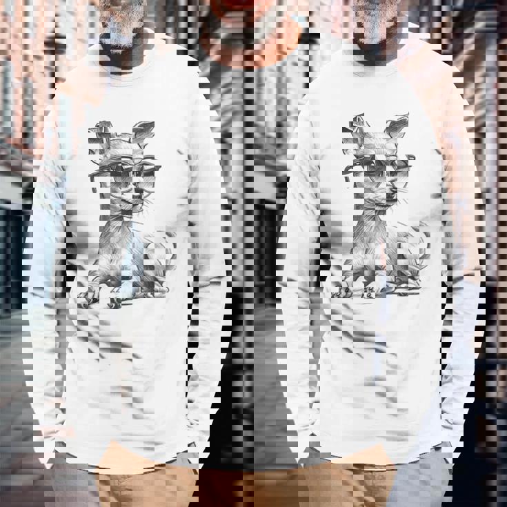 面白いミニチュアピンシャードッグミニピンサングラスデザイン。 長袖Tシャツ 高齢者への贈り物