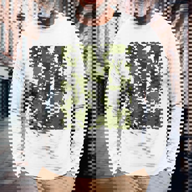 面白い猫のカモフラージュカモフラージュパターンペット猫 長袖Tシャツ 高齢者への贈り物