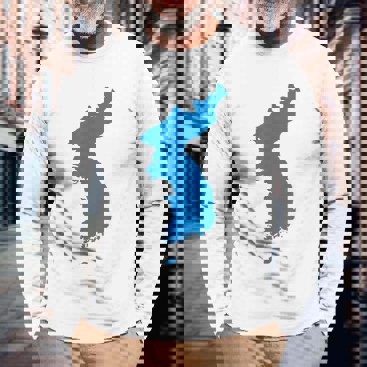 韓国統一旗、韓国統一地図 長袖Tシャツ 高齢者への贈り物