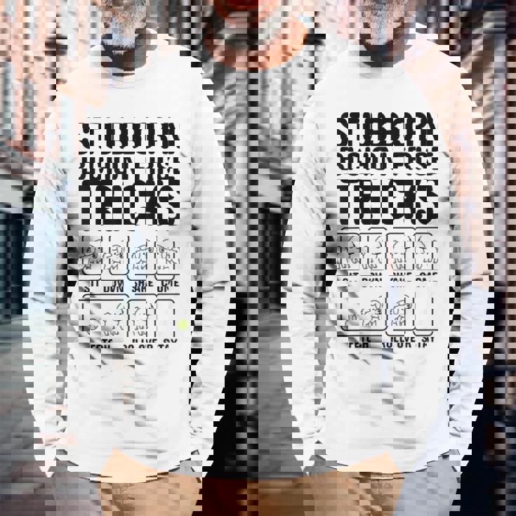 頑固なビションフリーゼ トリックドッグ 長袖Tシャツ 高齢者への贈り物