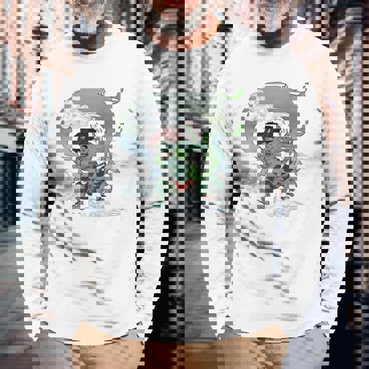 風神 日本の神 神話 守り神 長袖Tシャツ 高齢者への贈り物