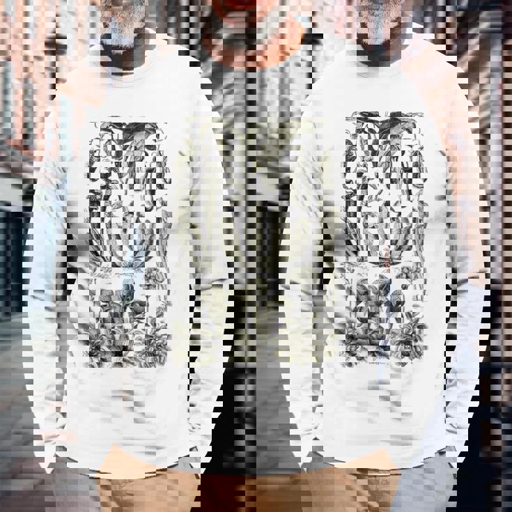 食虫植物 ヴィンテージ サラセニア ボタニカル 長袖Tシャツ 高齢者への贈り物