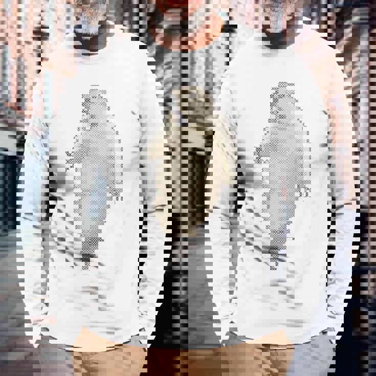 驚愕した マーモット ステッチ デザイン おもしろい 動物 レトロゲーム ドット絵 長袖Tシャツ 高齢者への贈り物