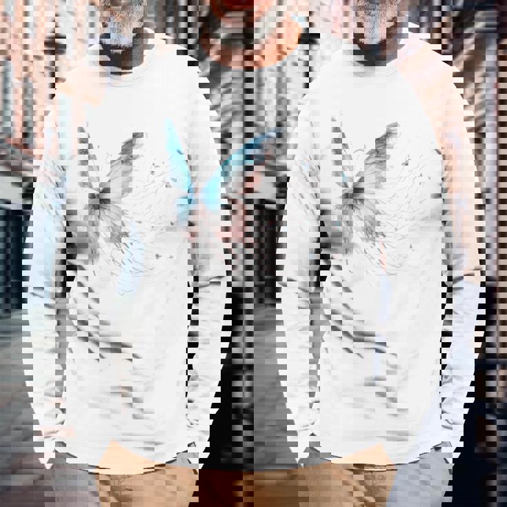 魔法の蝶 エレガント 神秘的な蝶 銀河 星 長袖tシャツ 長袖Tシャツ 高齢者への贈り物