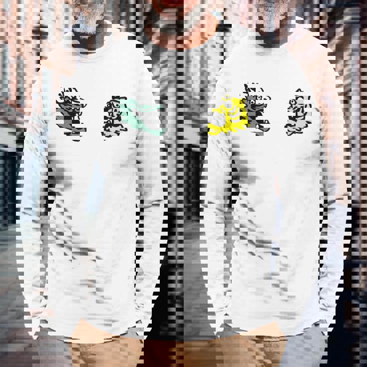 龍 虎 対決 和風キャラクターアート デフォルメポップデザイン 長袖Tシャツ 高齢者への贈り物