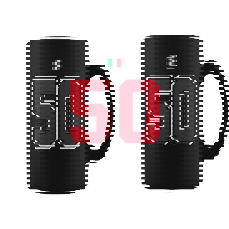 50 ナンバー カレッジスタイル ヴィンテージ 赤 白 イタリア国旗 コーヒーマグ