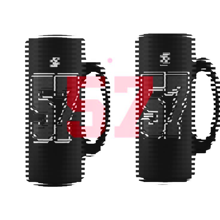 57 ナンバー カレッジスタイル ヴィンテージ 赤 白 日本国旗 コーヒーマグ