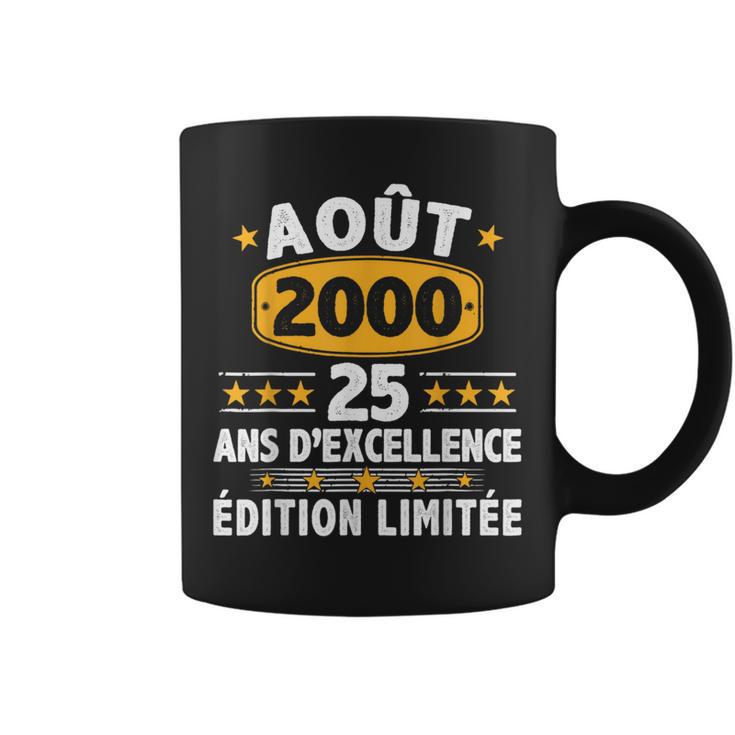 Août 2000 25 Ans Homme Cadeau Anniversaire Août 2000 Tasse