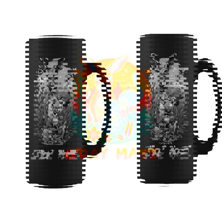 Australia G'day Mate And Aussie Animals Kangaroo Koala Emu コーヒーマグ